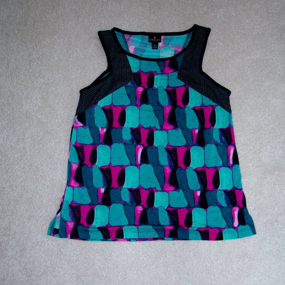 Sleeveless Stretchy Top in Black, Teal Pink Colors by Worthington.